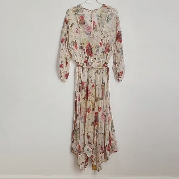 Rare Zimmermann Mischief Ladder Floral Silk Midi Handkerchief Floral Dress AS IS - Picture 4 of 13